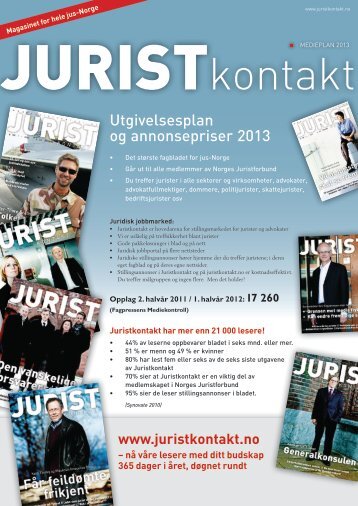 Utgivelsesplan og annonsepriser 2013 - Juristkontakt