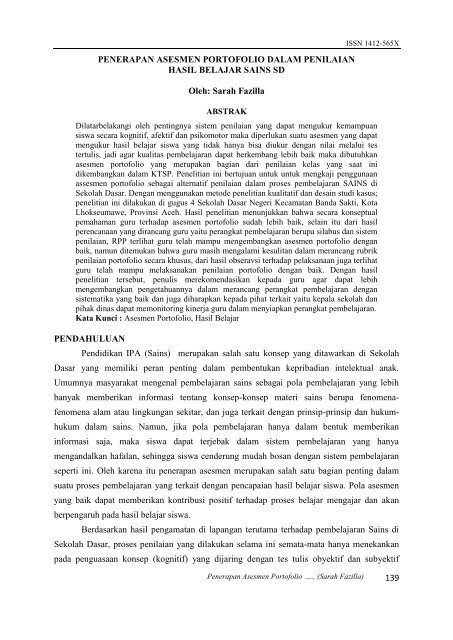 Penerapan Asesmen Portofolio Dalam Penilaian Hasil Jurnal Upi