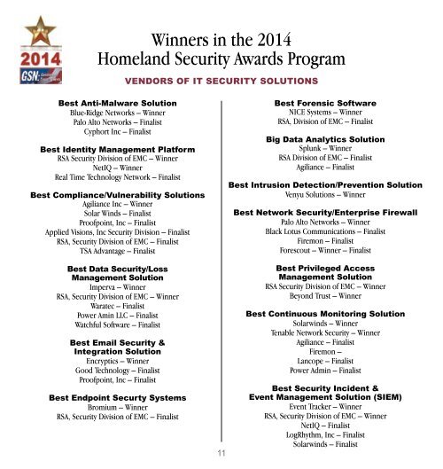 2014 Digital Yearbook of Homeland Security Awards