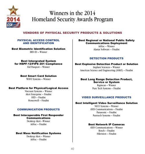 2014 Digital Yearbook of Homeland Security Awards