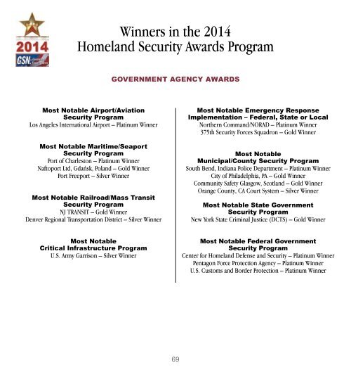 2014 Digital Yearbook of Homeland Security Awards