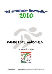 Rangliste MÃ¤dchen - TV BrÃ¼ttisellen