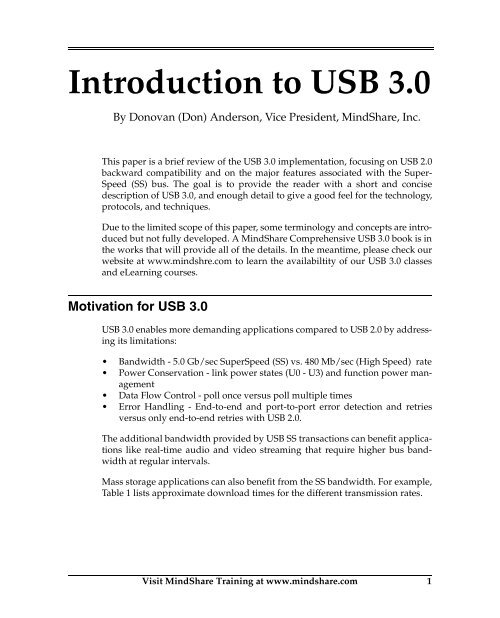 Introduction to USB 3.0 - MindShare