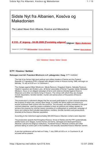Sidste Nyt fra Albanien, KosÃ³va og Makedonien