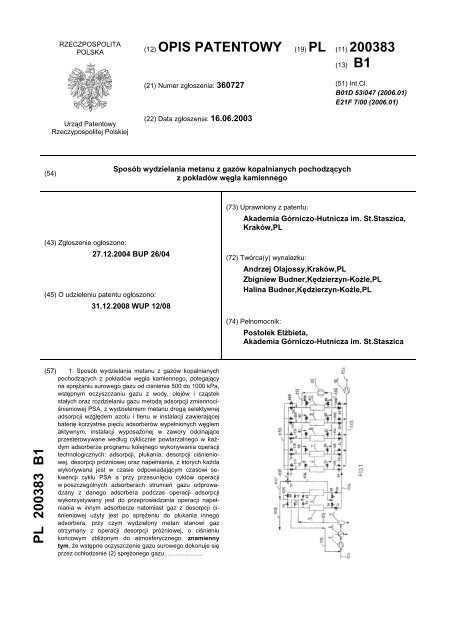 (12) OPIS PATENTOWY (19) PL (11) 200383 PL 200383 B1