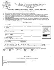 Application to Take Examination for License as a Surveyor In Training