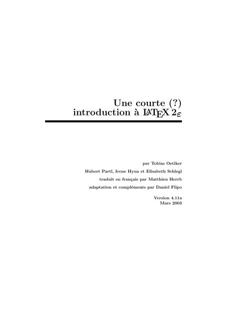 Latex en 84 minutes - Institut d'Informatique