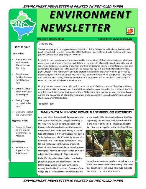 Environment Newsletter - Issue #2 (February 2011) - ammk-rks.net