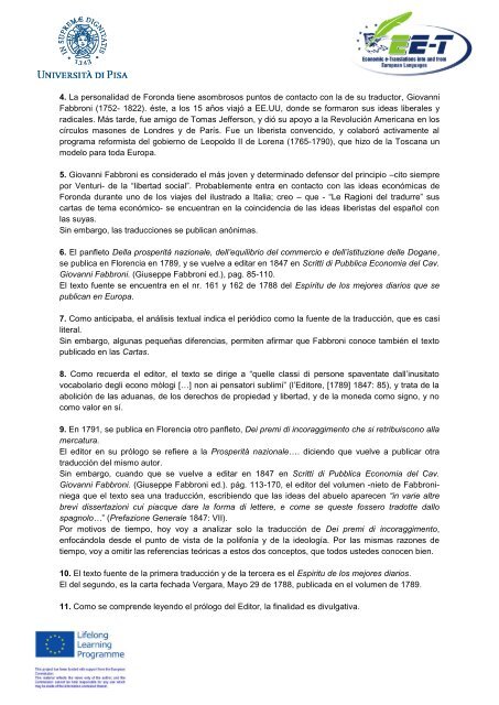 the italian translation of the Â«cartasÂ» by valentin de foronda