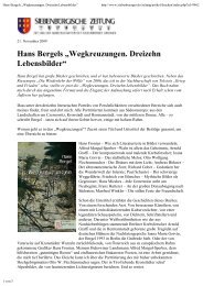 Hans Bergels âWegkreuzungen. Dreizehn Lebensbilderâ