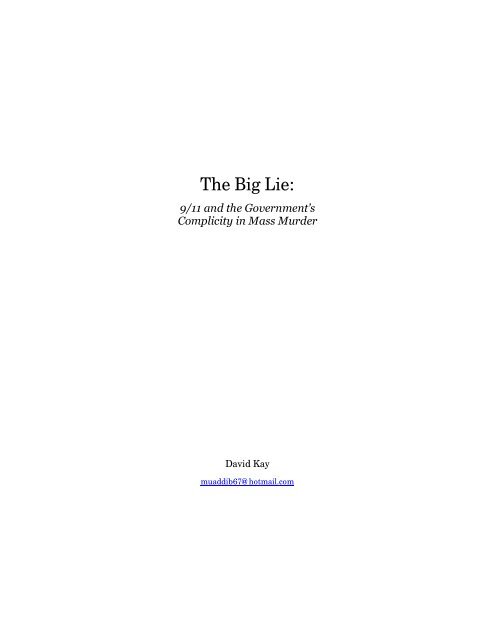 The Big Lie 9-11 and Government Complicity in Mass Murder [PDF]