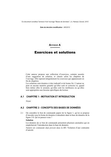 Exercices et solutions