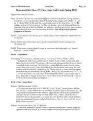 Brinkman/Folio Theory IV Final Exam Study Guide (Spring 2009)