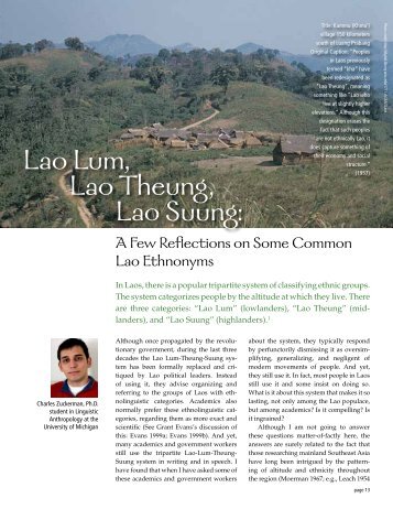 Lao Lum, Lao Theung, Lao Suung: - Southeast Asia Program
