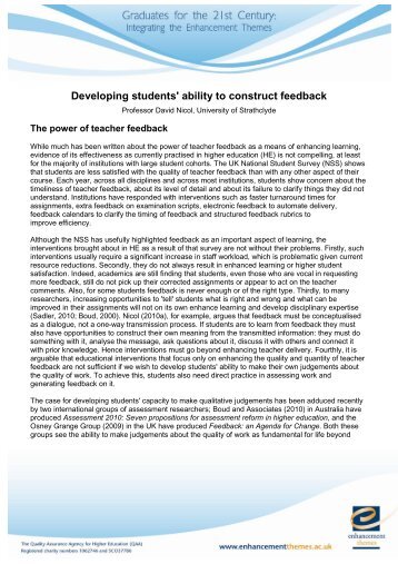 Developing students' ability to construct feedback - the ...