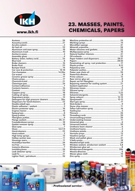 23. MASSES, PAINTS, CHEMICALS, PAPERS - Agreko