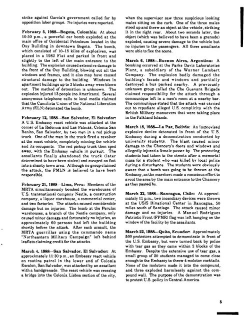 Significant Incidents of Political Violence Against Americans 1988