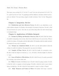 Math 172-1 Exam 1 Review Sheet Chapter 5: Integration - WSU ...