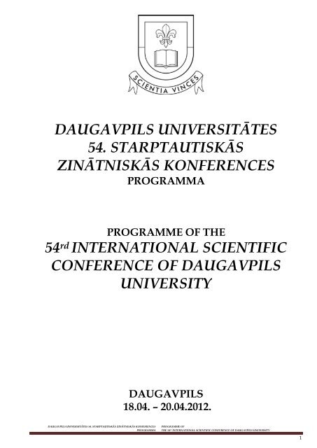 daugavpils universitÄtes 54. starptautiskÄs ... - DU conference