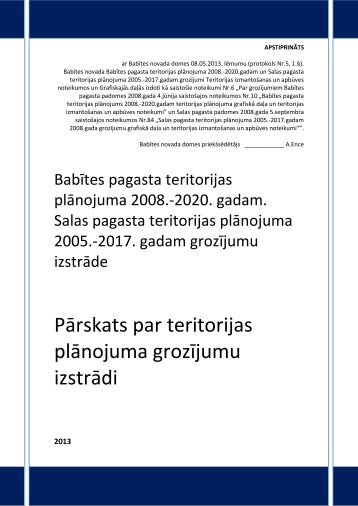 PÄrskats par teritorijas plÄnojuma grozÄ«jumu izstrÄdi - BabÄ«tes novads