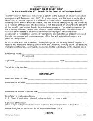 Beneficiary Designation Form - University of Tennessee at Martin