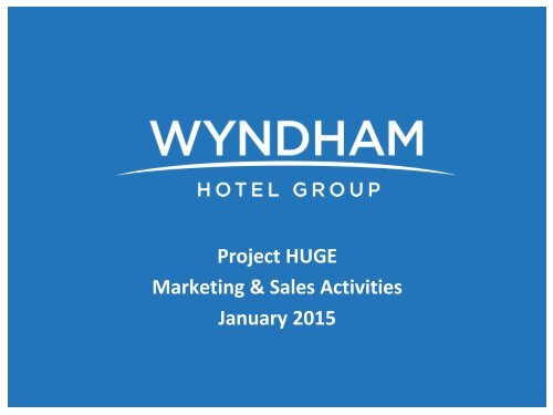 Project HUGE Marketing & Sales Activities January 2015