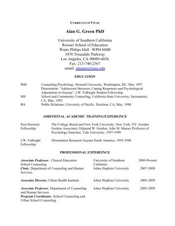 Alan G. Green PhD - Rossier School of Education - University of ...