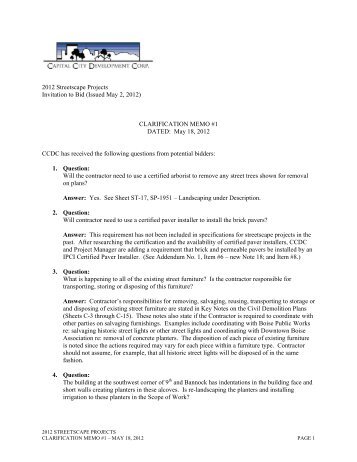 2012 Streetscape Projects Invitation to Bid (Issued May 2, 2012 ...