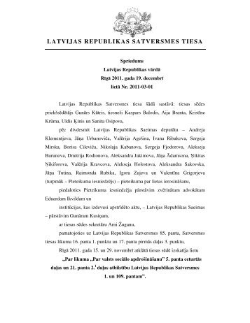 Spriedums - Satversmes tiesa
