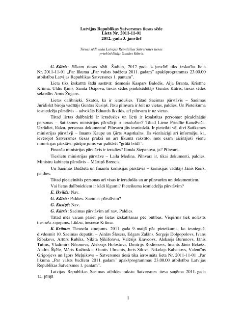 Tiesas sÄdes stenogramma - Satversmes tiesa