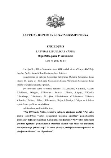 latvijas republikas satversmes tiesa spriedums