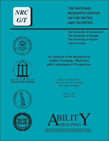 An Analysis of the Research on Ability Grouping: Historical and ...