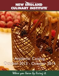 Academic Catalog - New England Culinary Institute