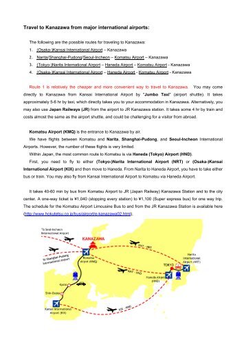 Travel to Kanazawa from major international airports