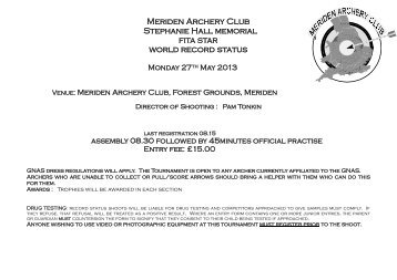 Meriden Archery Club Stephanie Hall memorial fita star world record ...