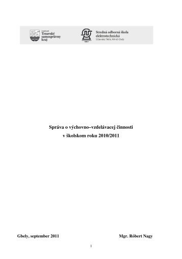 2010/2011 - Stredná odborná škola elektrotechnická