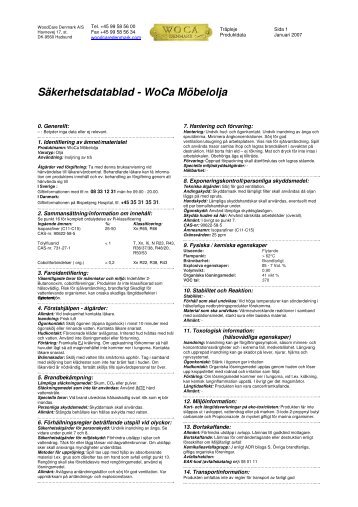 SÃ¤kerhetsdatablad - WoCa MÃ¶belolja