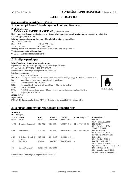 SÃ¤kerhetsdatablad (sv) - Alfort & Cronholm