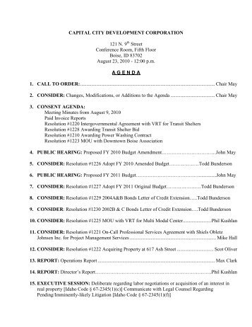 agenda bill - Capital City Development Corporation