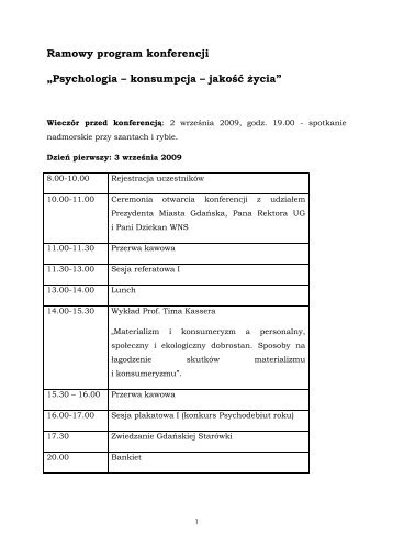 Ramowy program konferencji - Wiedza i Edukacja