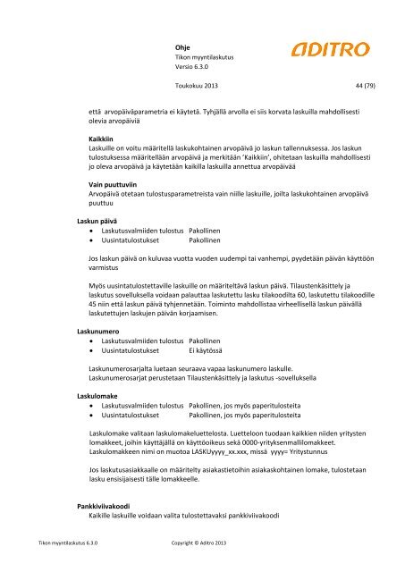 Tikon web-myyntilaskutus 6.3.0 kÃ¤yttÃ¶ohje (pdf)