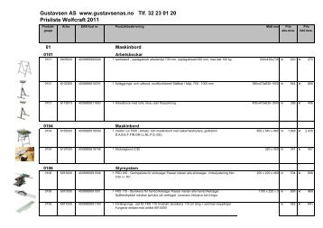 Gustavsen AS www.gustavsenas.no Tlf. 32 23 01 20 Prisliste ...