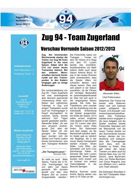 Newsletter - August 2012 - Zug 94