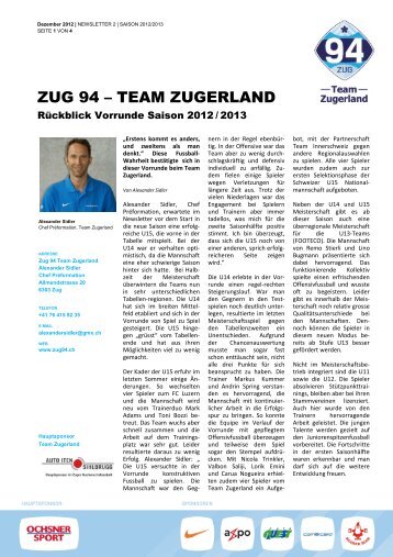 Newsletter_Team Zugerland_Dezember 2012 - Zug 94