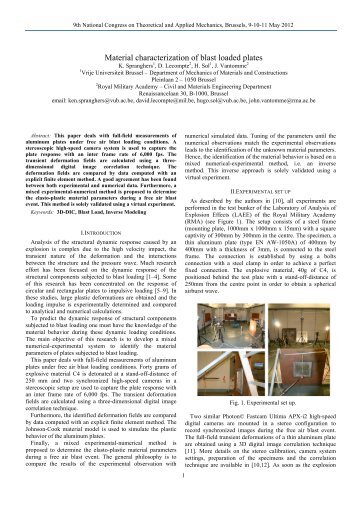 Material characterization of blast loaded plates - MECA