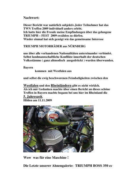 Bericht vom Treffen von Norbert Kilens - TWN Zweirad IG