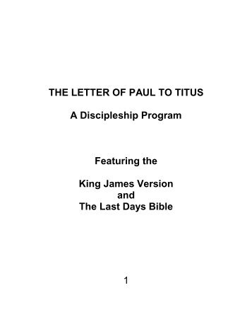 1 THE LETTER OF PAUL TO TITUS A Discipleship Program ...