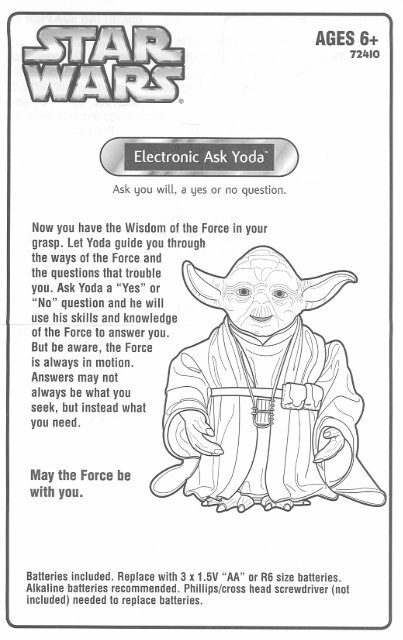 Electronic ASK YODA Instructions - Hasbro