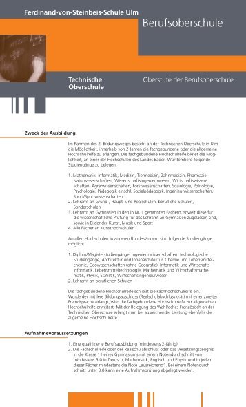 Information Download - Ferdinand-von-Steinbeis-Schule - Ulm