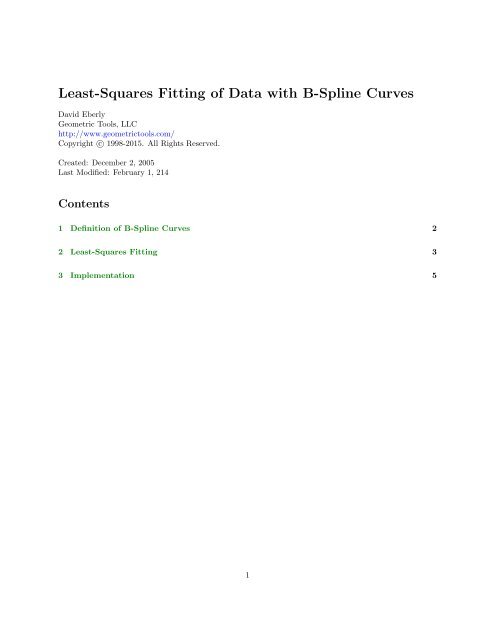 Least-Squares Fitting of Data with B-Spline Curves - Geometric Tools
